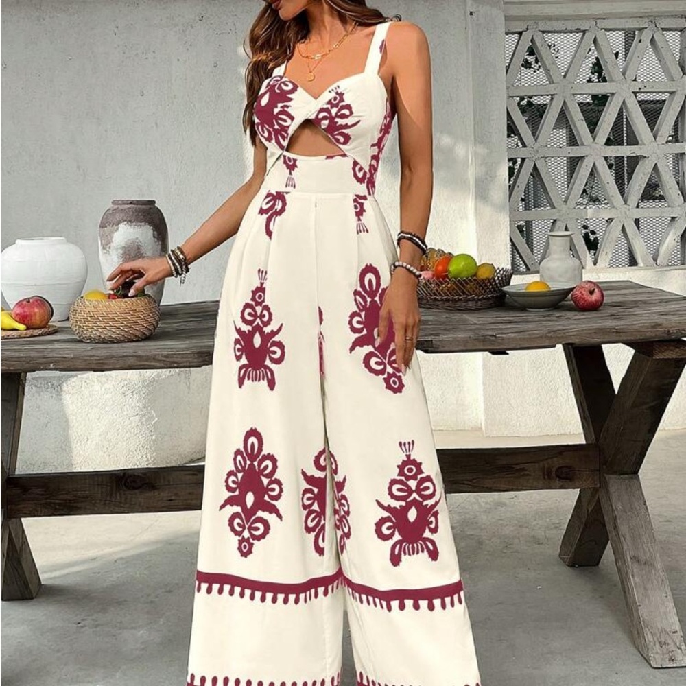 Elegant Cream and Blue romper from SHEIN - Picture 2 of 4